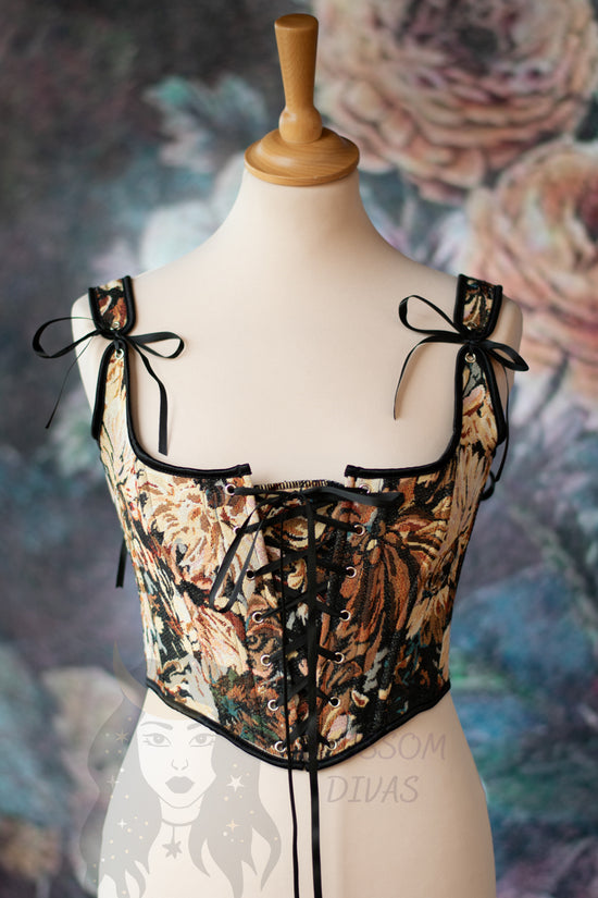 Midnight Sunflower Overbust Front Lace-up Corset