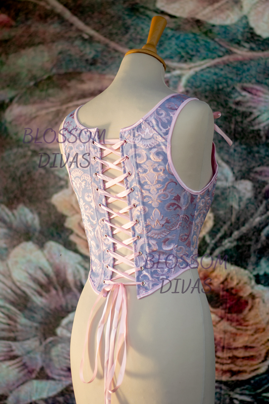 Purple with Pink Shades Overbust Back Lace-up Corset