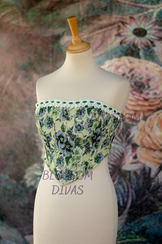 Spring Blossom Lace-Trimmed Corset