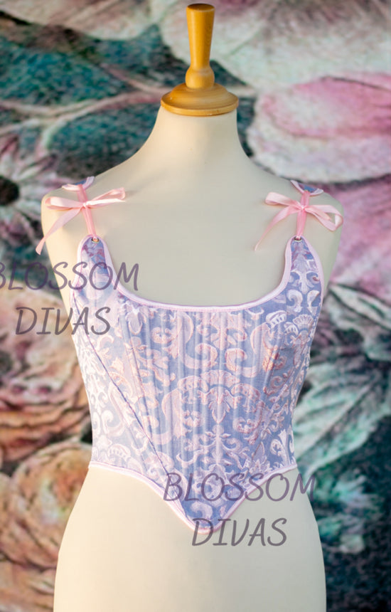 Purple with Pink Shades Overbust Back Lace-up Corset