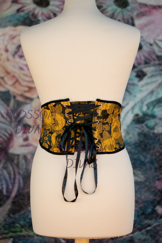 Gold Floral Underbust Back Lace-up Corset Belt